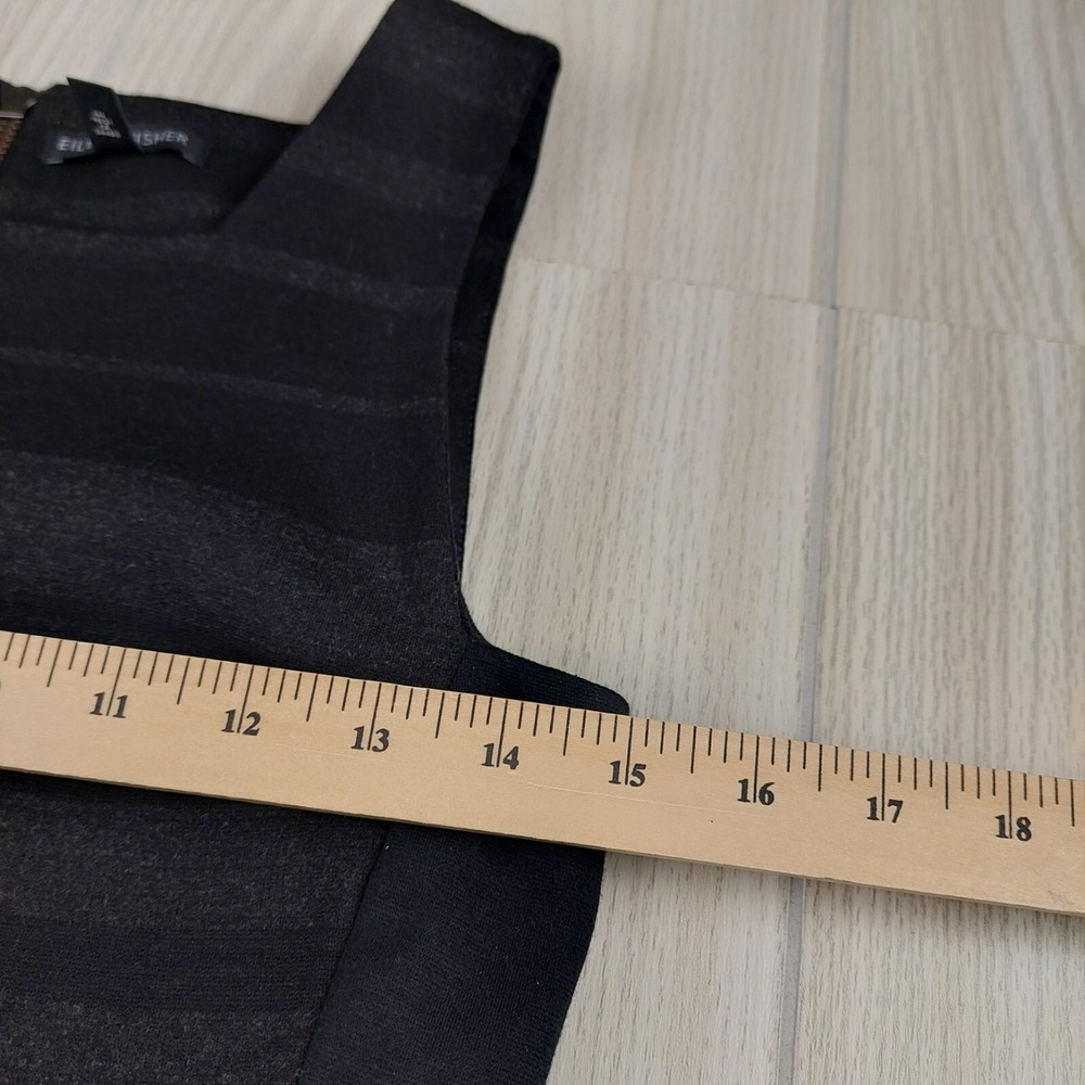 Eileen Fisher Sheath Dress Womens 2 Black Shadow Stripe Square Neck Quiet Luxury - Picture 7 of 8